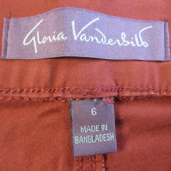 GLORIA VANDERBILT Wide Leg Tummy Control Crop Pants Sz 6 Red Rust Pull On NWT - Picture 6 of 12